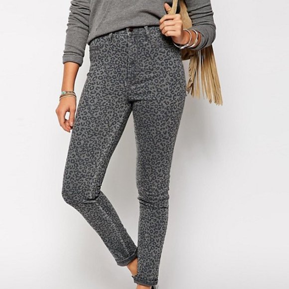 grey leopard jeans